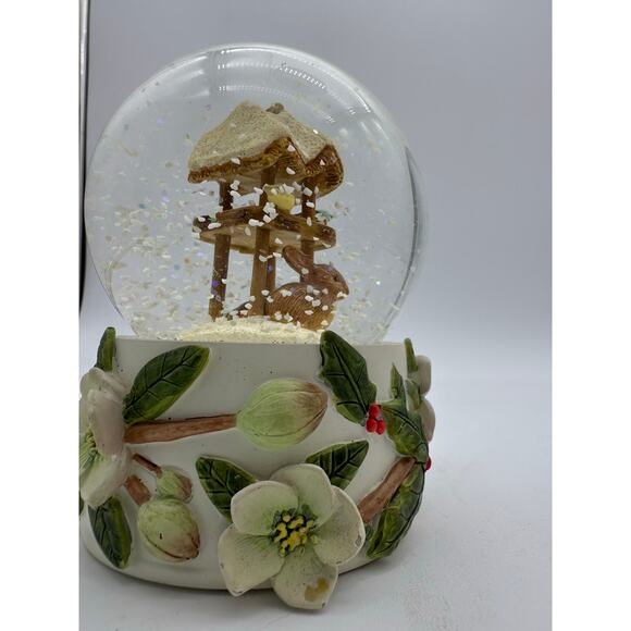 Snowglobe Snow Globe Bunny Bird House Magnolia Marjolean Bastin 4" Hallmark EUC - Picture 5 of 11